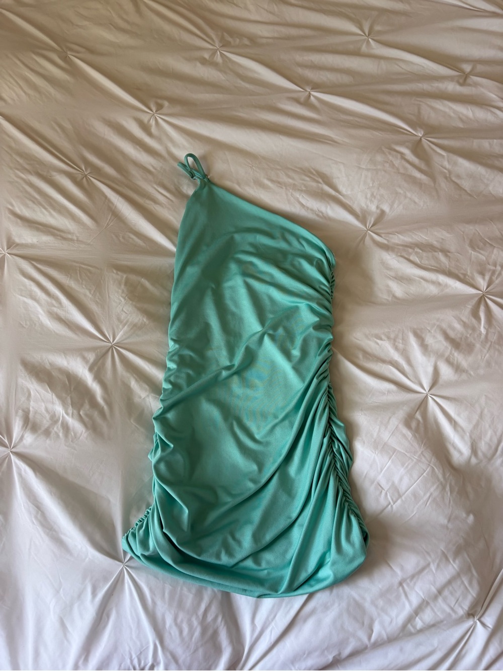 Katie J NYC One-Shoulder Ruched Mini Dress in Mint